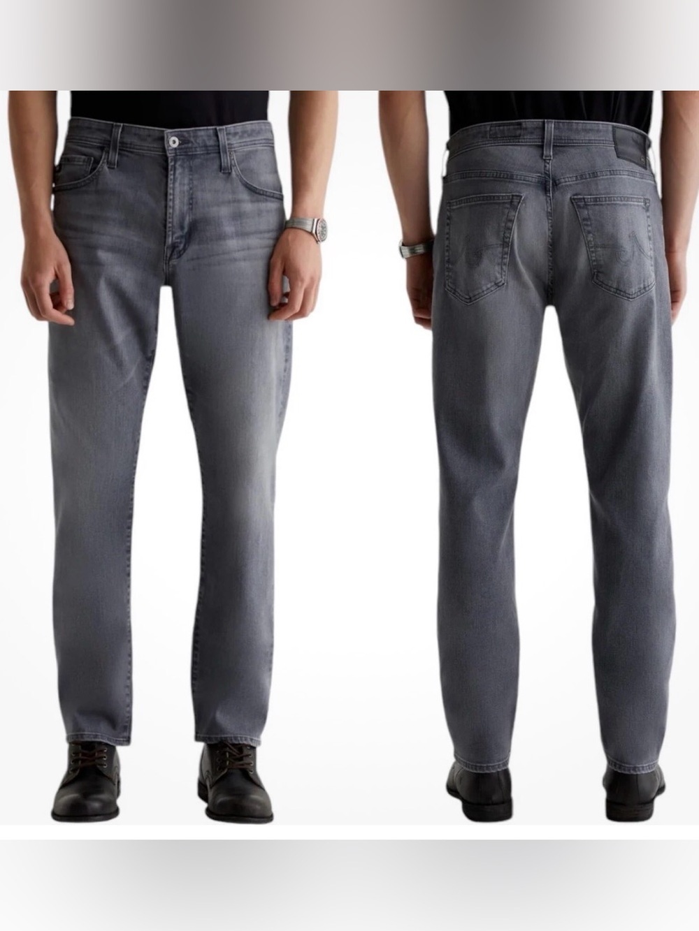 AG Adriano Goldschmied Men's Slim Straight Grey/Blue Wash Jeans 34/34
